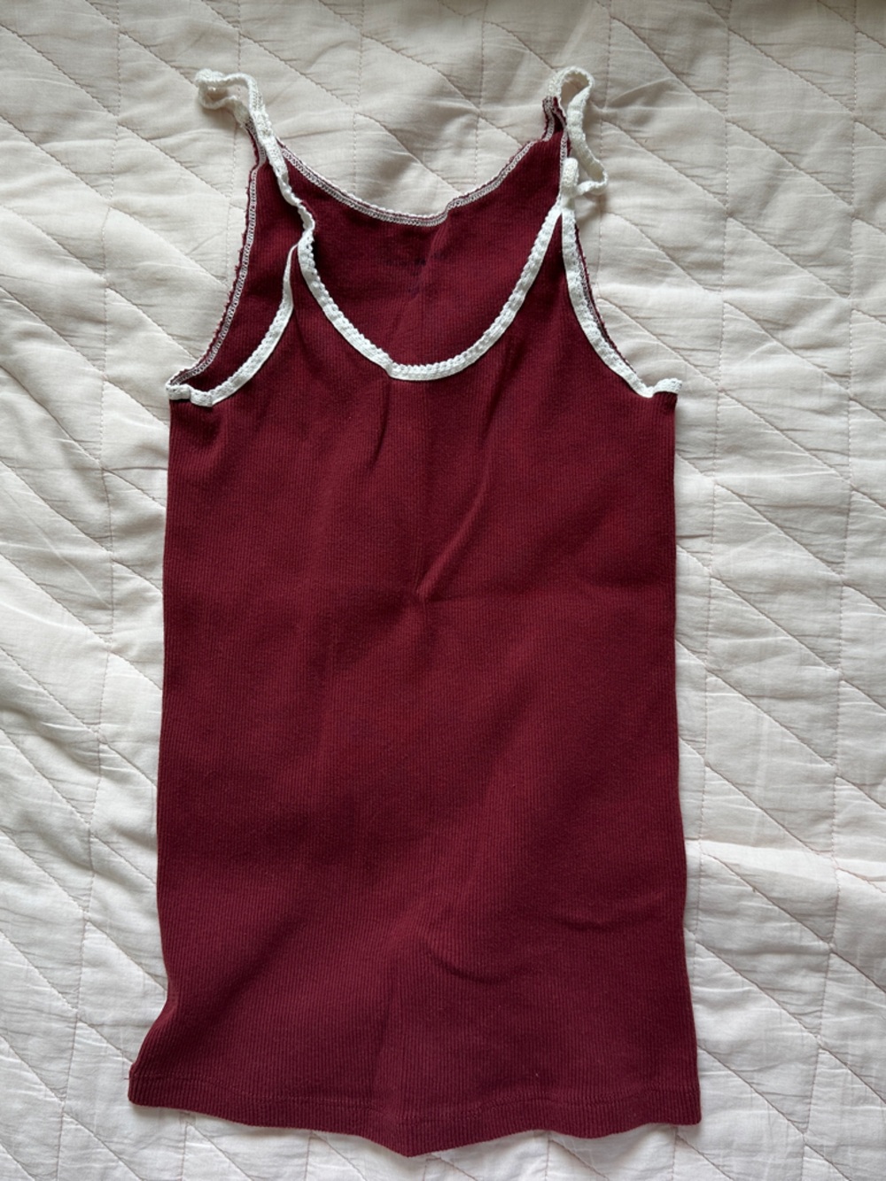Brandy Melville Burgundy Tank Top with White Trim